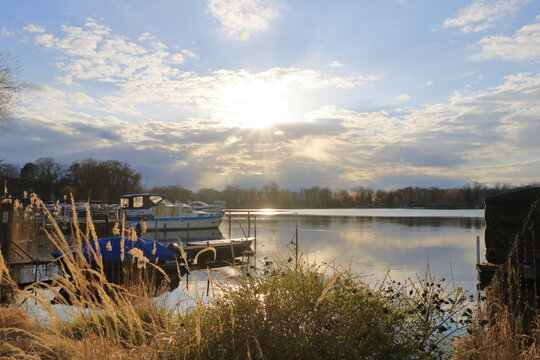 the Havel river and Caputh embankment in the early spring