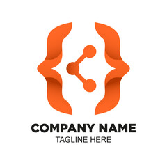 Vector Logo Modern Orange Gradient Code, Suitable for Technology Companies