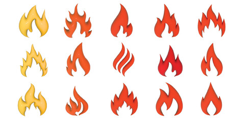 3d fire icons on transparent background. Minimal design 3D rendering illustration.