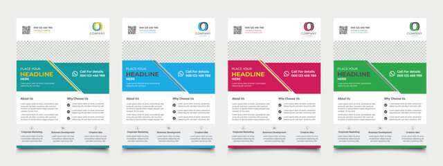 a bundle of 4 templates of a4 flyer template, Corporate business flyer template design, vector illustration template in A4 size