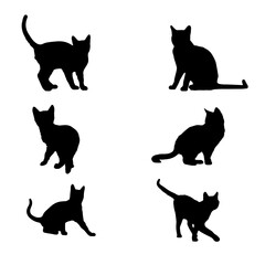 Set of Cute Cats  Vector silhouette easy to use	