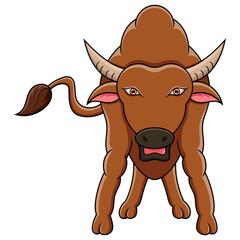 Cartoon buffalo isolated on white background