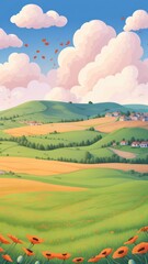 Fototapeta premium landscape with field and sky