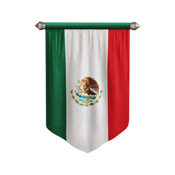 Pennant Mexico Flag 3D Illustration