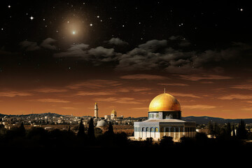 Obraz premium masjid al aqsa mosque at night