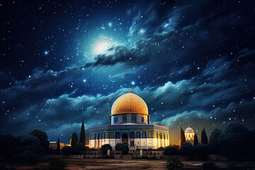Fototapeta premium masjid al aqsa mosque at night