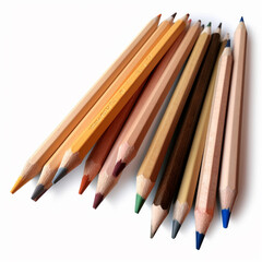 Fototapeta premium A stack of wooden pencils on white background
