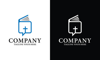 christian holy book vector icon logo design on a black and white background.