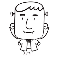 Frankenstien Dracula cartoon, coloring, on transparent backgound. Good quality for printing with 300 DPI.