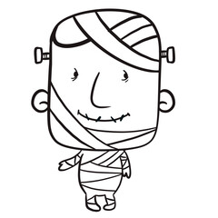 Frankenstien zombie cartoon illustration. with transparent backgound. Quality 300 Dpi, good quality for printing to make coloring book for kids.