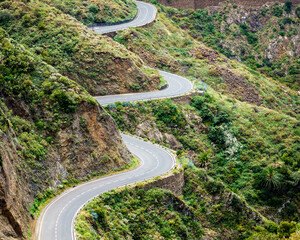 Twisty Road in La Gomera. Canary Islands 