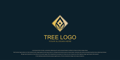 Creative tree logo design with unique concept| premium vector