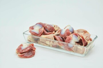 Raw meat for cooking various dishes. Stomachs or other parts.
