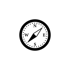 compass icon in black on a white background, the right direction or orientation to the cardinal points