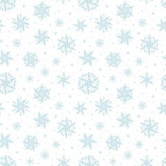 Christmas seamless pattern with snowflakes, winter background.
