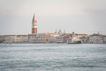 Fototapeta na wymiar View over the Grand Canal with Doge s Palace (Palazzo Ducale) and St Marks Campanile in Venice