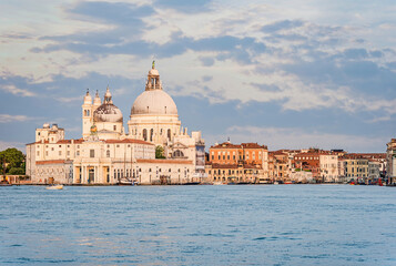 Fototapeta na wymiar View over the Grand Canal with Basilica di Santa Maria della Salute in Venice
