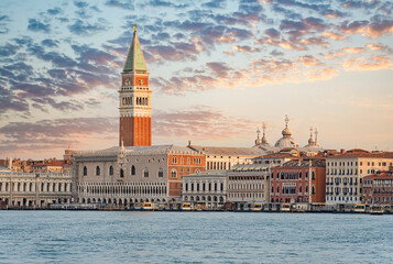 View over the Grand Canal with Doge s Palace (Palazzo Ducale) and St Marks Campanile in Venice - obrazy, fototapety, plakaty