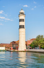 Murano Lighthouse (Faro di Murano) located on Murano island in Venice - obrazy, fototapety, plakaty