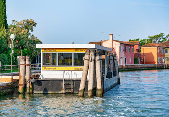 Mazzorbo vaporetto station in Venice Lagoon, Italy. - obrazy, fototapety, plakaty