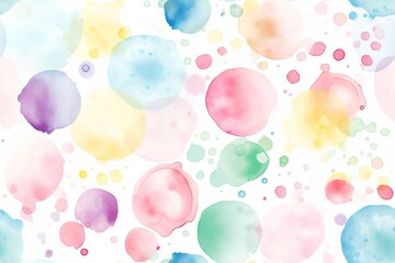 Rainbow circle watercolor seamless pattern for background. Generative AI