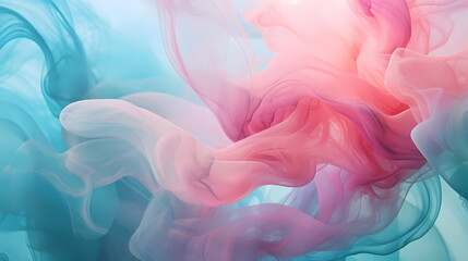 Dreamy Realm: Pastel Teal and Pink Smoke in an Enchanting Abstracts

