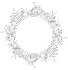Round floral frame in tropical style.