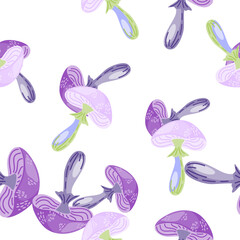 Seamless pattern with psychedelic mushrooms. Magical fly agaric wallpaper.