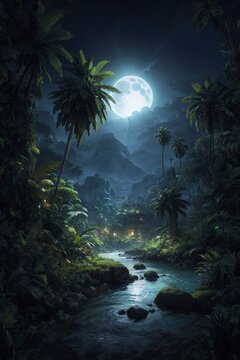 The jungle with moonlight