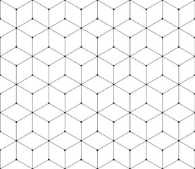 Vector seamless cubic hexagon pattern. Abstract geometric low poly background. Stylish grid texture connect the dots.
