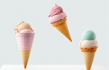 Ice cream in a cone, generative AI 
