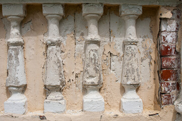 Fototapeta premium Old grunge balustrade background close up