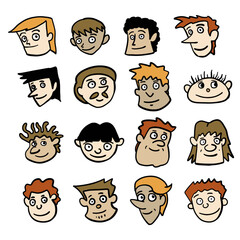 hand drawing illustrationcartoon head set for design, character, illustration, icon, etc