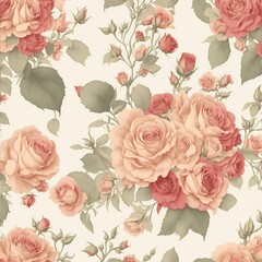 vintage seamless pattern of flowers and roses. 
with Generative AI technology.