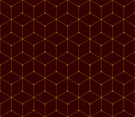 Vector seamless cubic hexagon pattern. Abstract geometric low poly background. Stylish grid texture connect the dots.