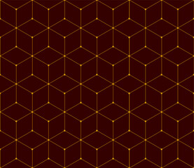 Vector seamless cubic hexagon pattern. Abstract geometric low poly background. Stylish grid texture connect the dots.