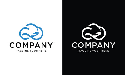 modern cloud ladder logo on a black and white background.