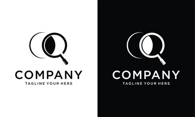 magnifying glass icon vector, filled flat sign, solid pictogram on a black and white background.