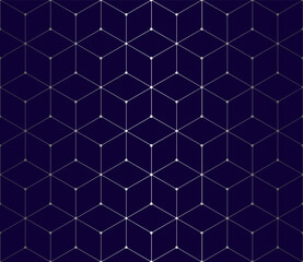 Vector seamless cubic hexagon pattern. Abstract geometric low poly background. Stylish grid texture connect the dots.