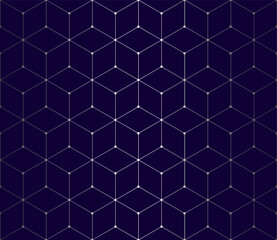 Vector seamless cubic hexagon pattern. Abstract geometric low poly background. Stylish grid texture connect the dots.