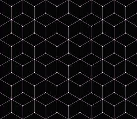 Vector seamless cubic hexagon pattern. Abstract geometric low poly background. Stylish grid texture connect the dots.