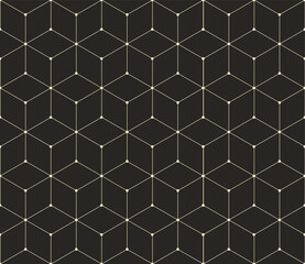 Vector seamless cubic hexagon pattern. Abstract geometric low poly background. Stylish grid texture connect the dots.