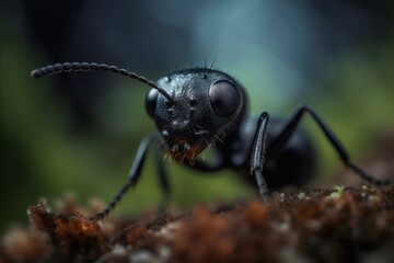 black ant on a leaf, , generative AI