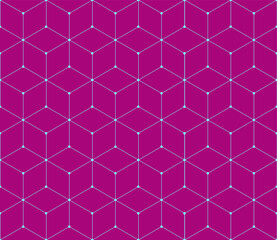 Vector seamless cubic hexagon pattern. Abstract geometric low poly background. Stylish grid texture connect the dots.