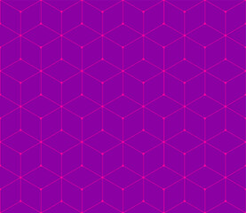 Vector seamless cubic hexagon pattern. Abstract geometric low poly background. Stylish grid texture connect the dots.