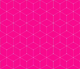 Vector seamless cubic hexagon pattern. Abstract geometric low poly background. Stylish grid texture connect the dots.