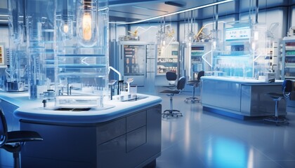 Naklejka premium Bright and Ultra Modern High Tech Laboratory