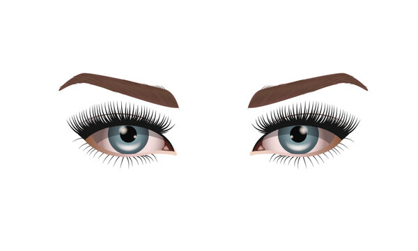 Eyelash extension types, realistic eyes and eyelashes, high detail