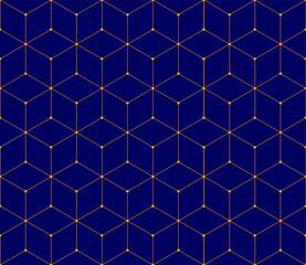 Vector seamless cubic hexagon pattern. Abstract geometric low poly background. Stylish grid texture connect the dots.