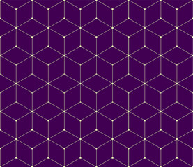 Vector seamless cubic hexagon pattern. Abstract geometric low poly background. Stylish grid texture connect the dots.